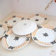 6 plates dessert Badonviller Roscoff black flowers