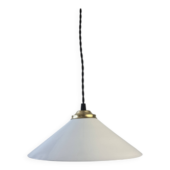 Ancienne suspension conique en opaline vintage