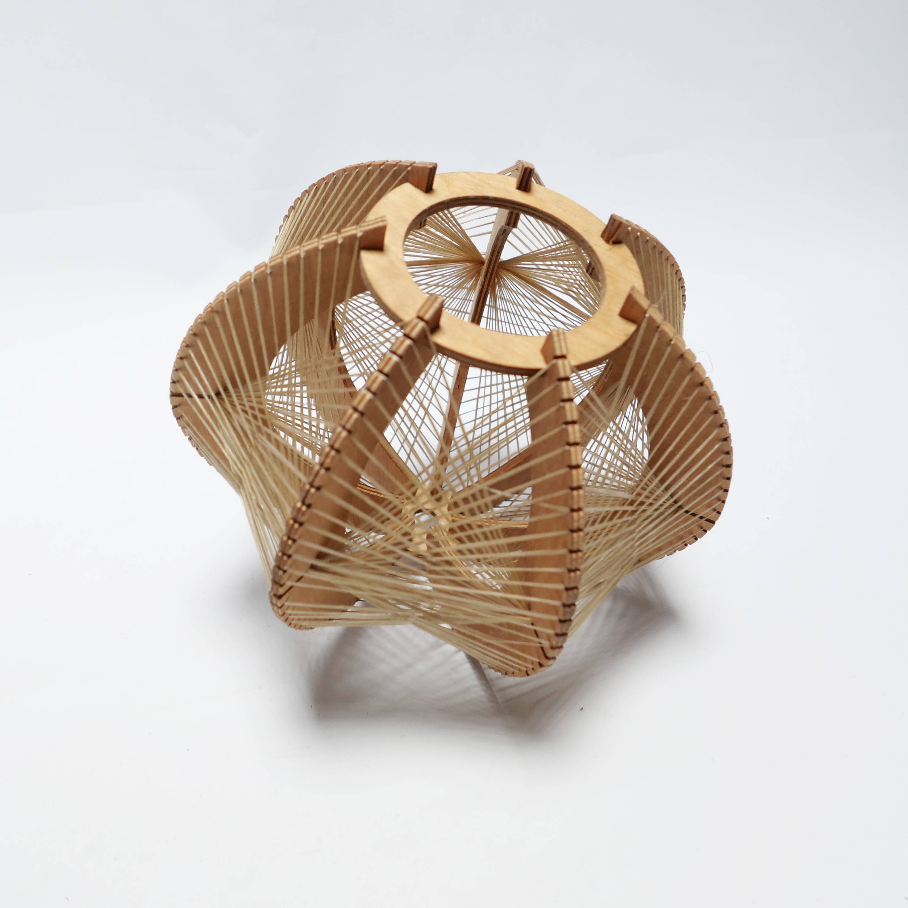 Scandinavian design pendant lampshade 70s 1970s vintage in wood and wire