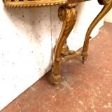 Louis XVI style console in gilded wood 20th century Veined green marble top