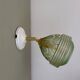 Vintage art deco tulip wall lamp in green and gold glass