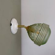 Vintage art deco tulip wall lamp in green and gold glass