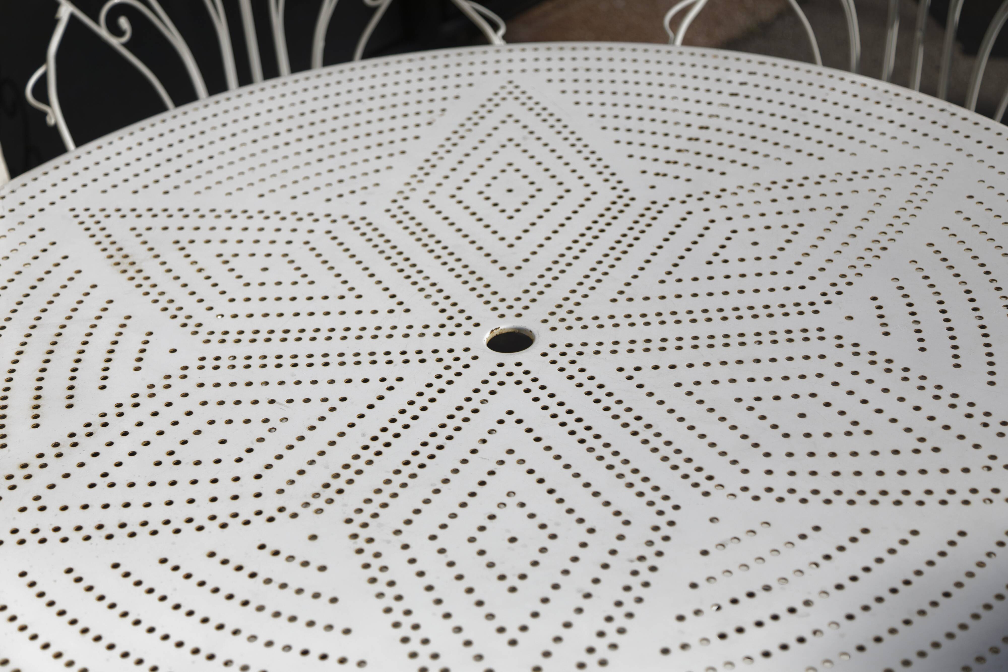 Set table + 6 armchairs garden Wrought iron 80s