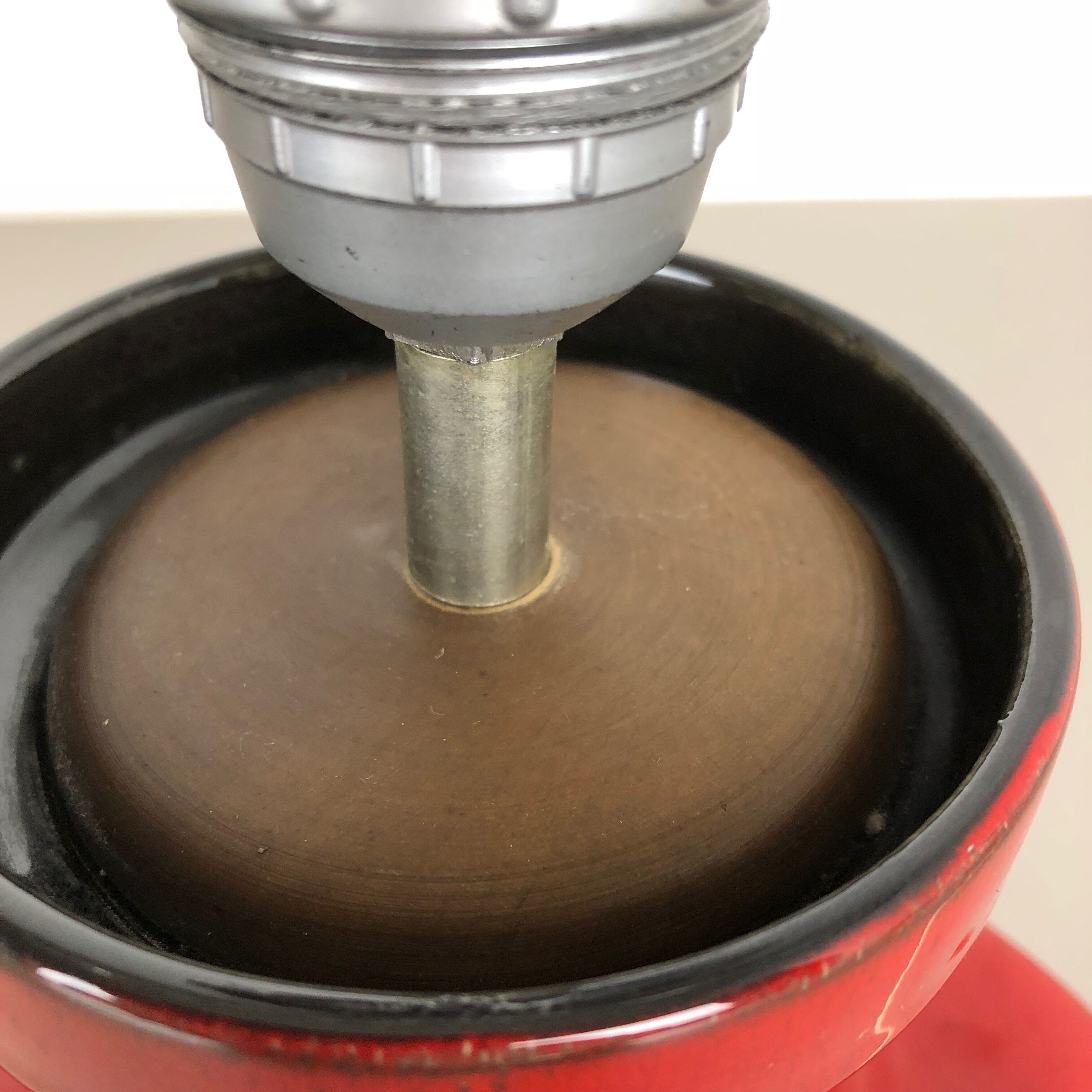 Red ceramic studio pottery table light by Cari Zalloni for Fohr, Germany 1970s