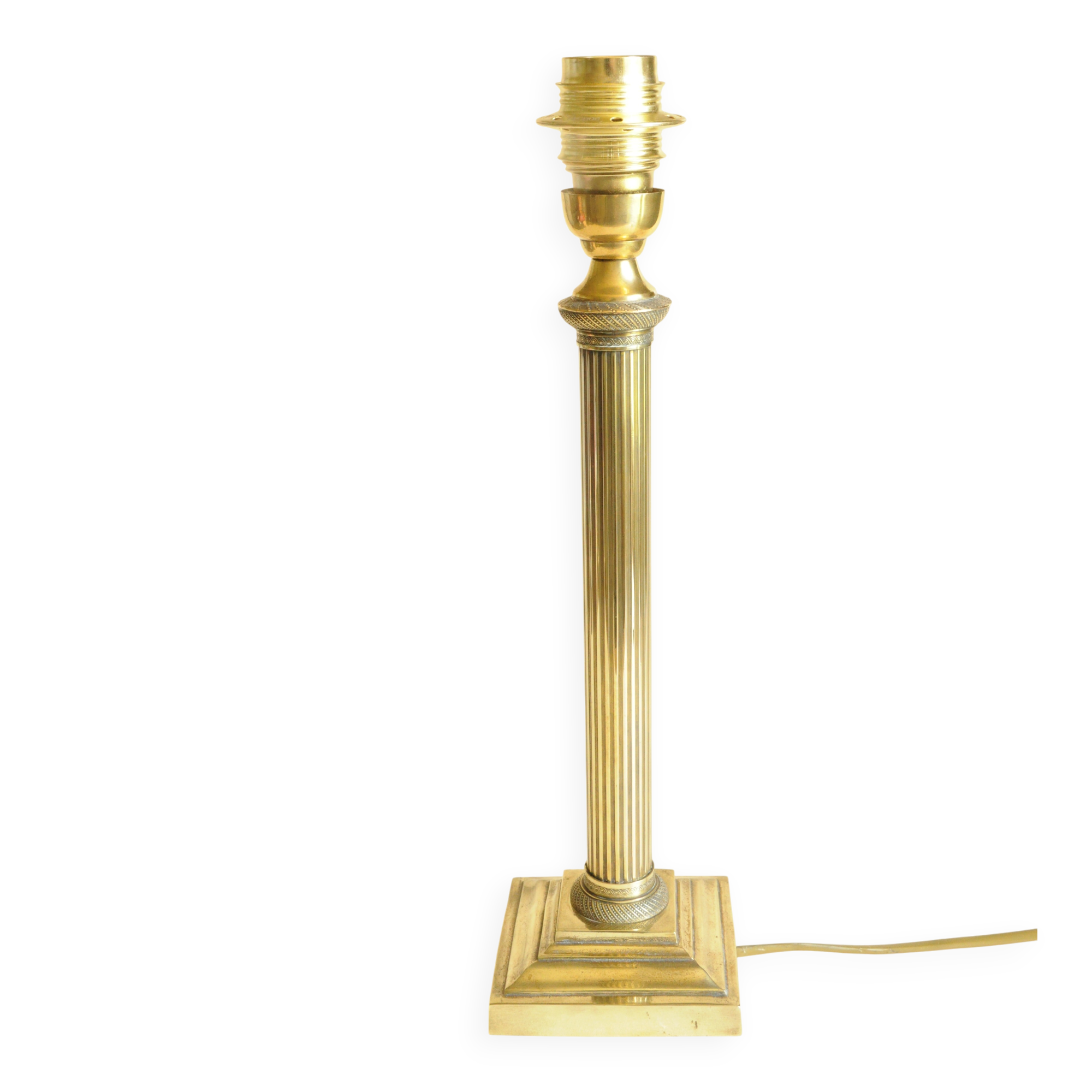 Vintage Lamp Base - Fluted Brass Column - 20th Century Neoclassical Style