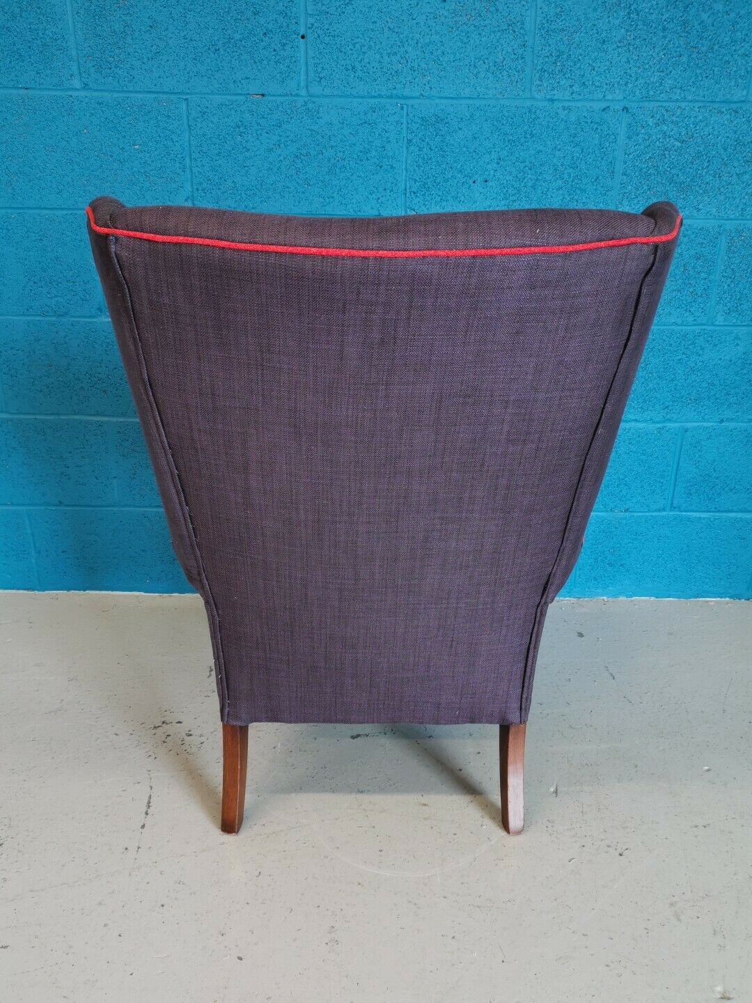 Vintage armchair teak 1960 years covered with violet