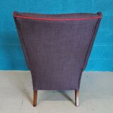 Vintage armchair teak 1960 years covered with violet
