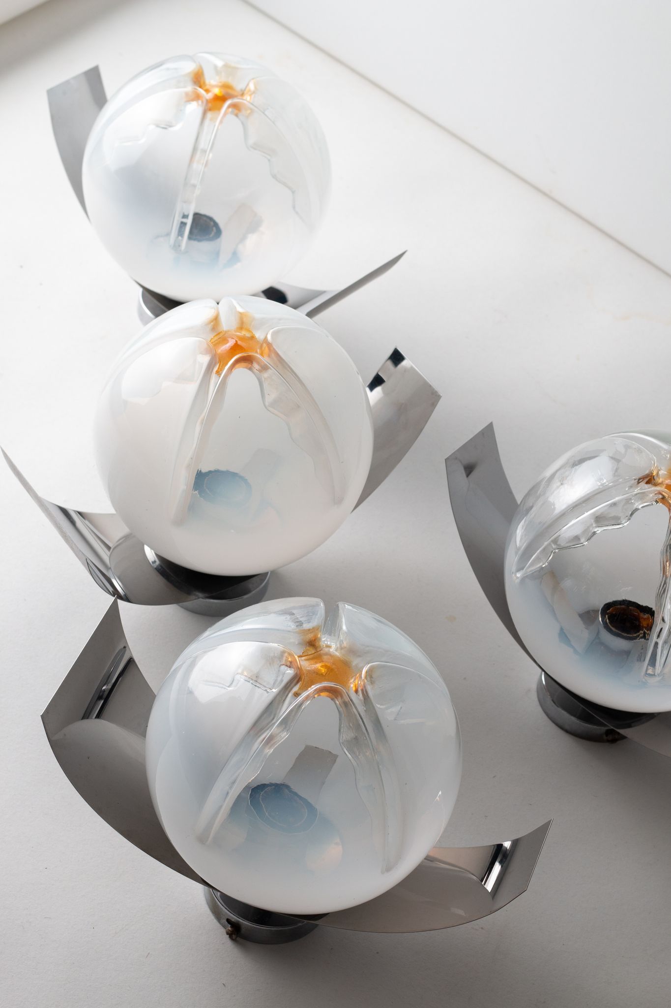 4 Mazzega Murano wall lamps vintage 1960s