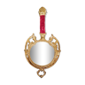 Aristocratic round mirror in gilded brass, Venetian style, art deco