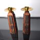 Paire de bougeoirs "David" en bois d'olivier, Handcrafted in Israel, 1960