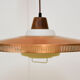 Copper milk glass & teak hanging lamp Bernt Karlby for Lyfa