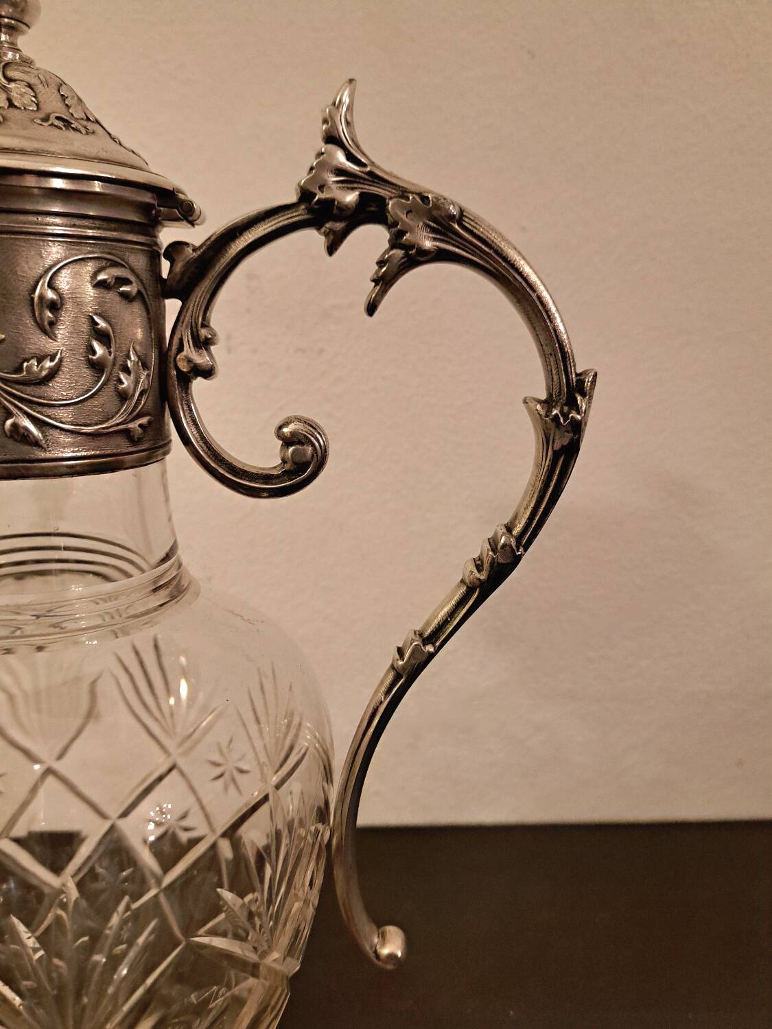 Gallia Christofle crystal and silver-plated metal jug