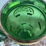 Paire de vases verts, décor fleurs, doré, art deco, marguerites, nœud, peint à la main, antique