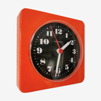 Vintage orange wall clock made of Inproco plastic, 1970