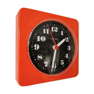 Vintage orange wall clock made of Inproco plastic, 1970