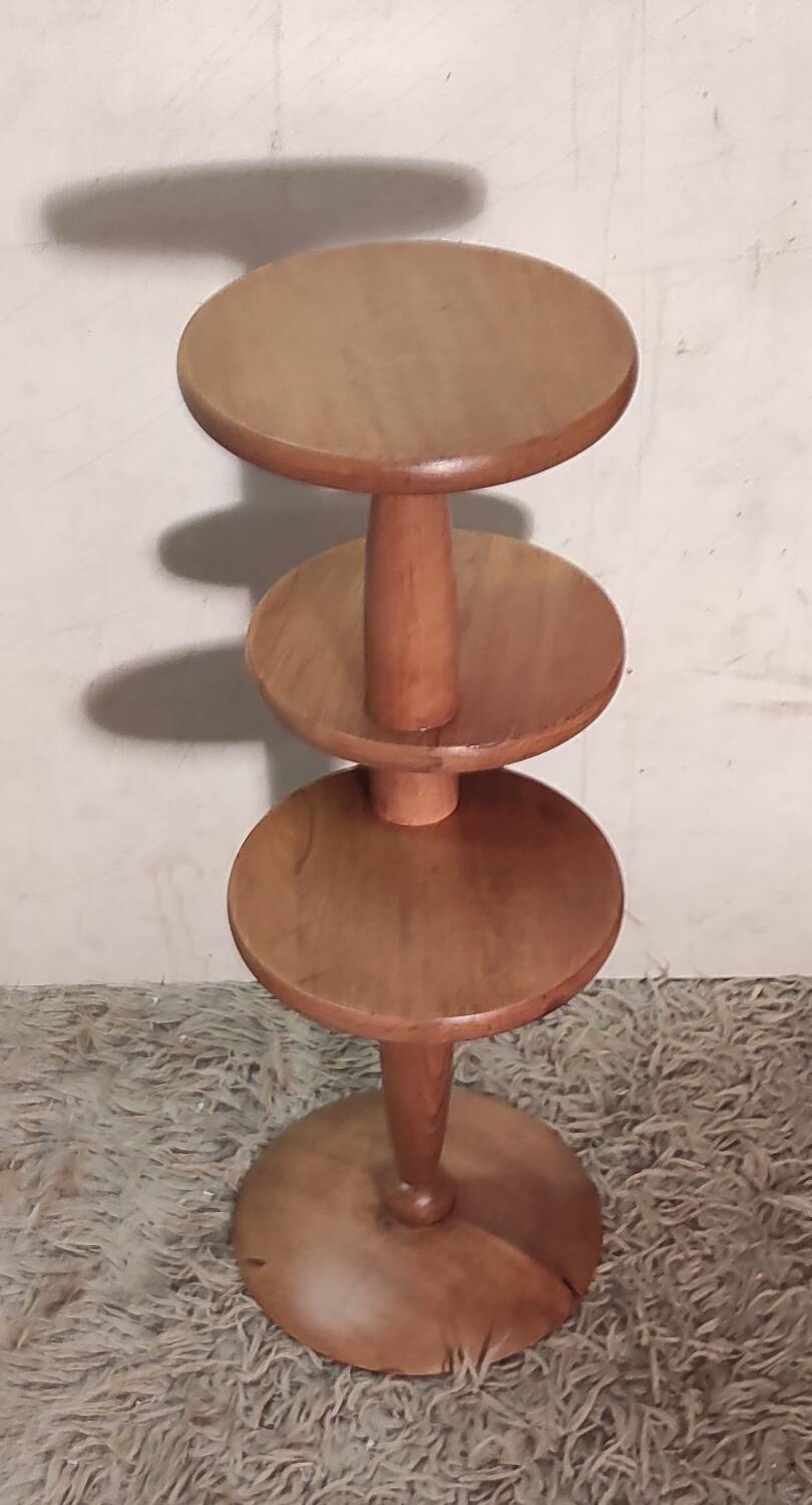 Art Deco pedestal table in varnished solid wood - 1940s