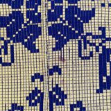 Tapis floral roumain tissé à la main en laine, fond violet et jaune