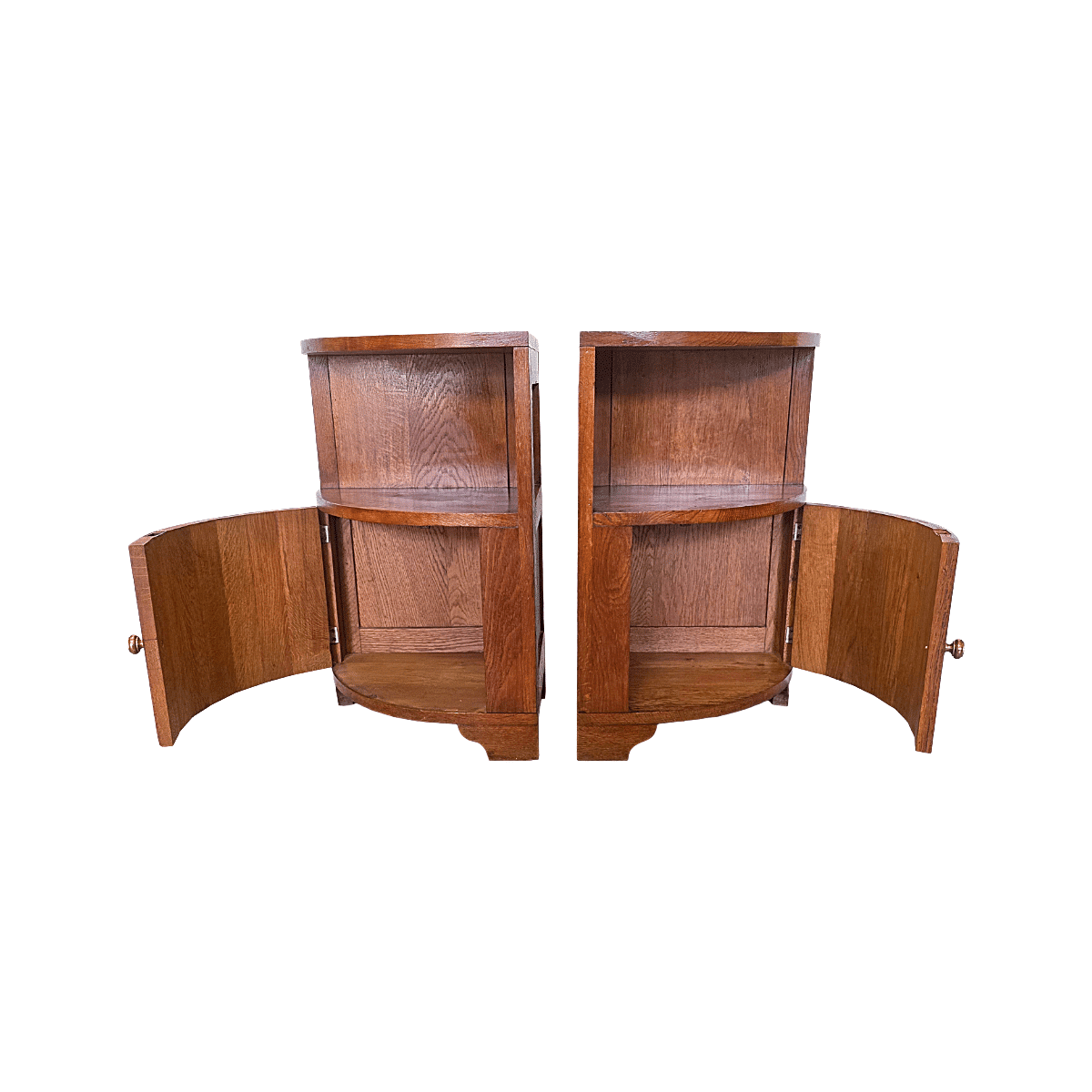 French Art Deco Oak Bedside Tables, 1920/30s