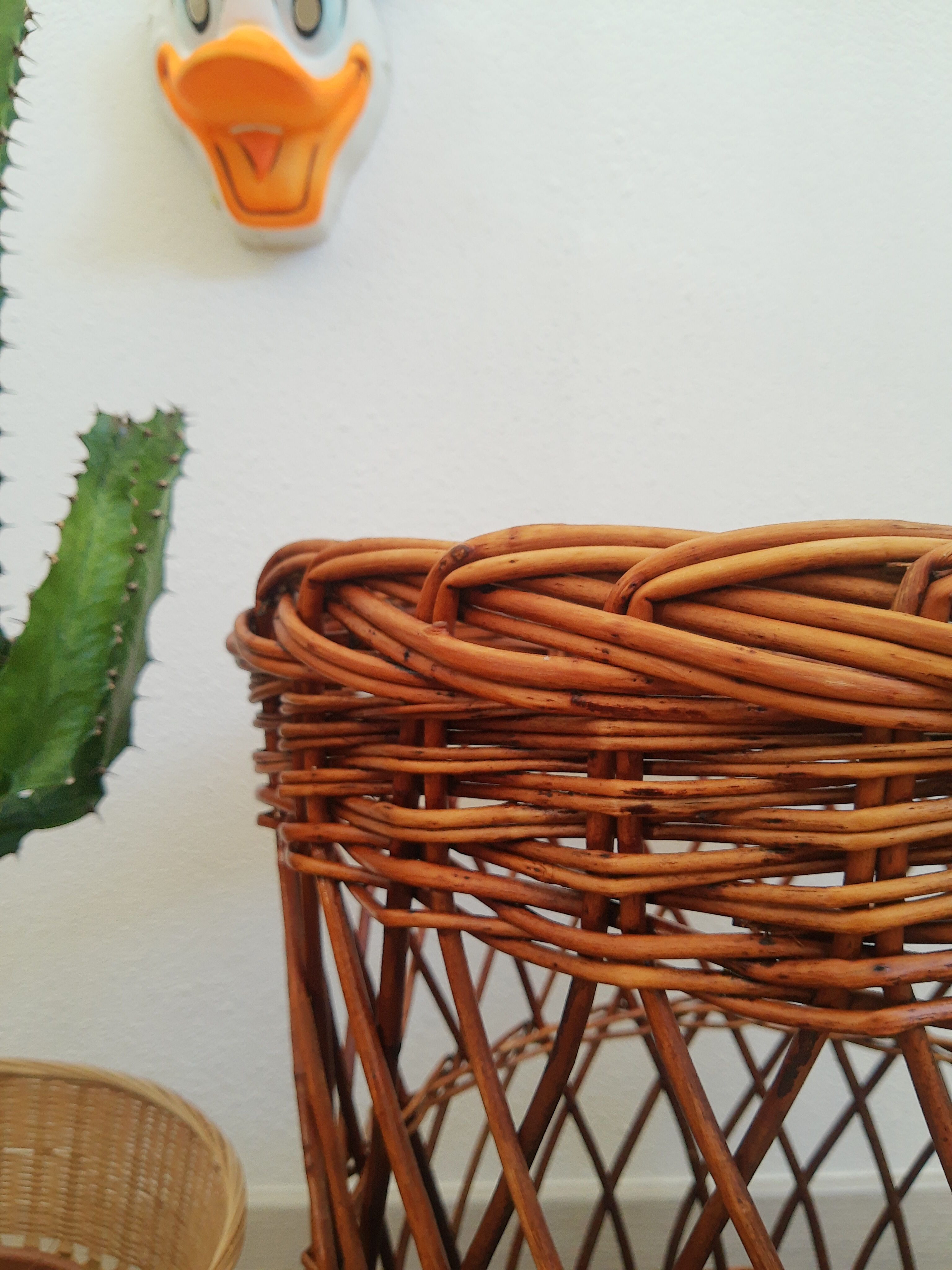 Large basket / laundry basket - vintage wicker toy basket