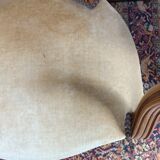 Pair of armchairs medallion Louis XV style, yellow velvet