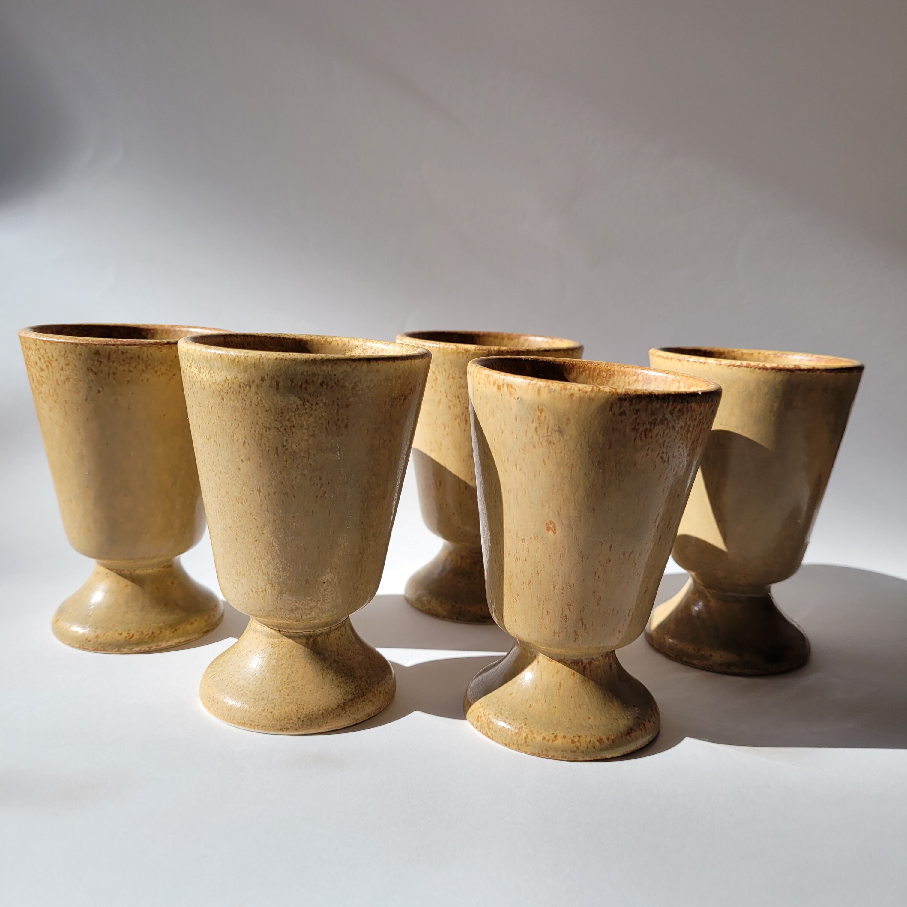 Set of 5 small mazagrans / stoneware coffee cups