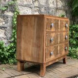 Art Deco chest of drawers in raw walnut burl