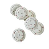 6 pale yellow earthenware dessert plates from Salins with flowers