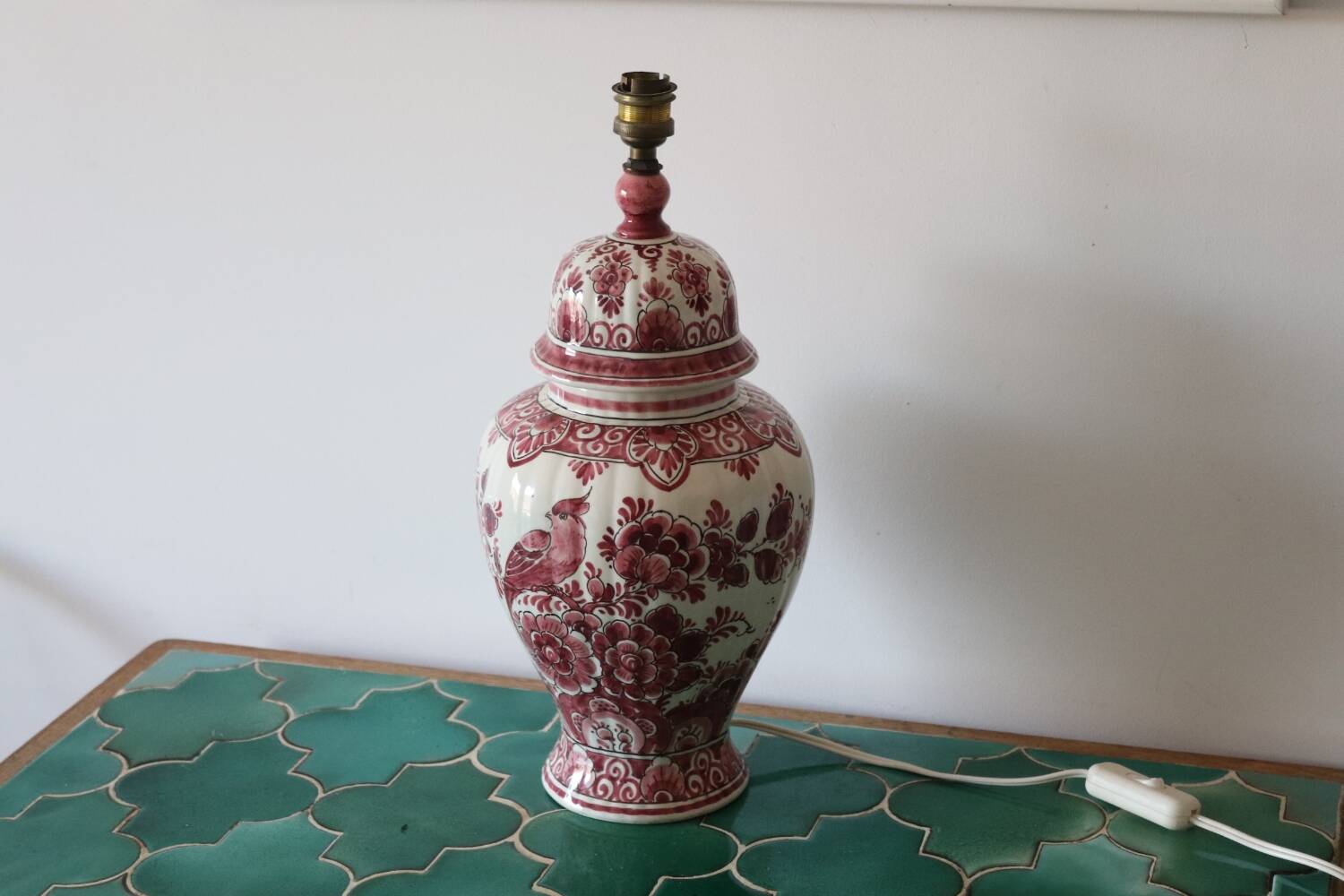 Vintage red holland ceramic lamp