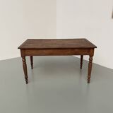 Walnut and pine drapery farmhouse table