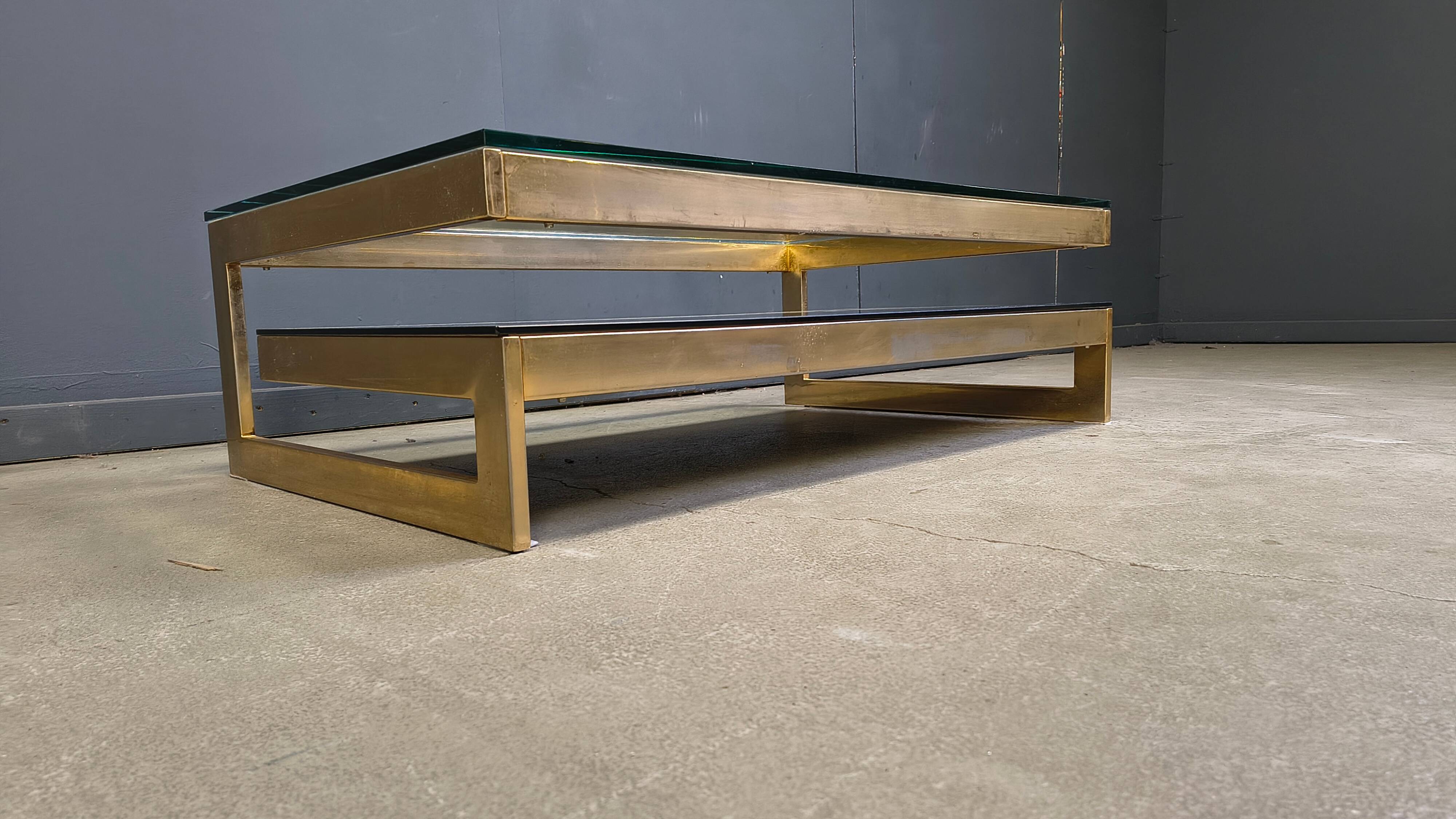 Vintage two tier Belgochrom 23kt coffee table, 1970s