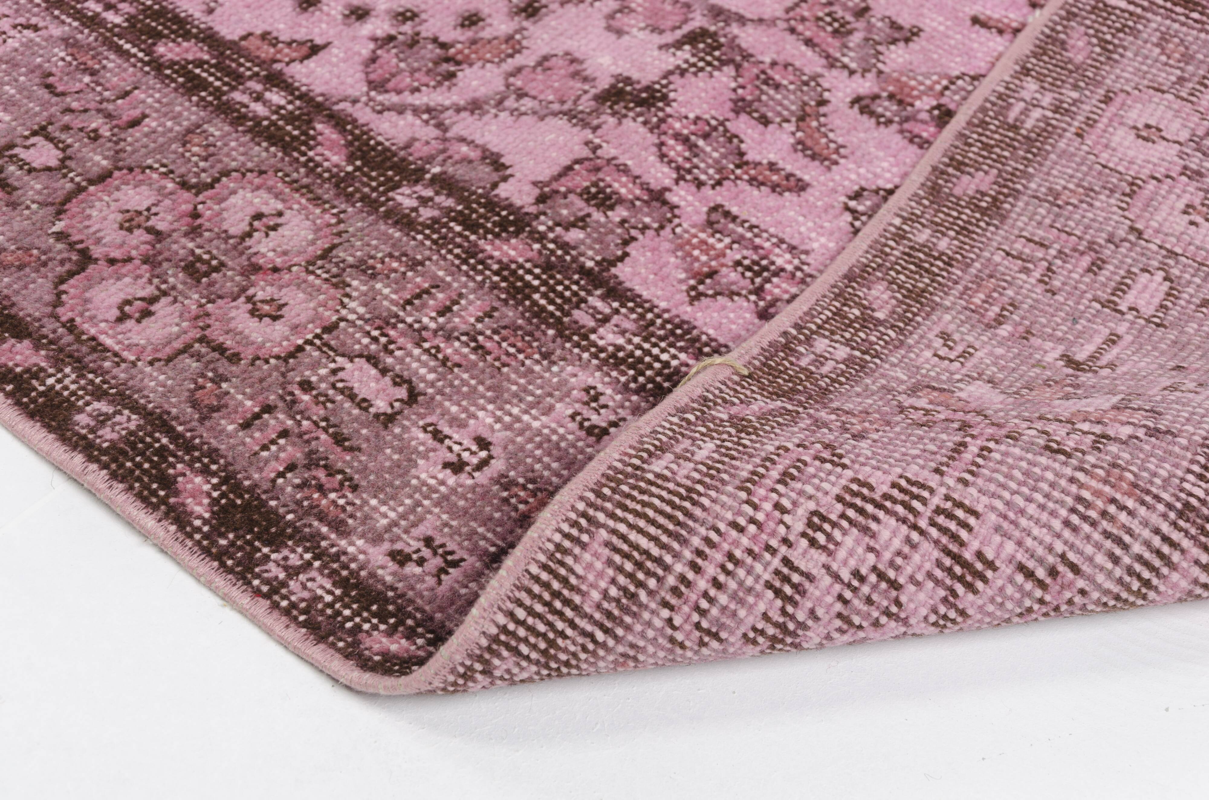 Light Pink Colour Handmade Vintage Turkish Rug