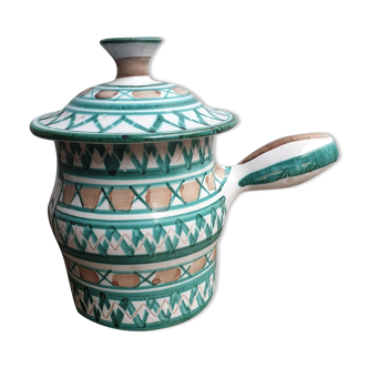 Covered pot with handle Ceramic Robert Picault Vallauris 1950s 1960s