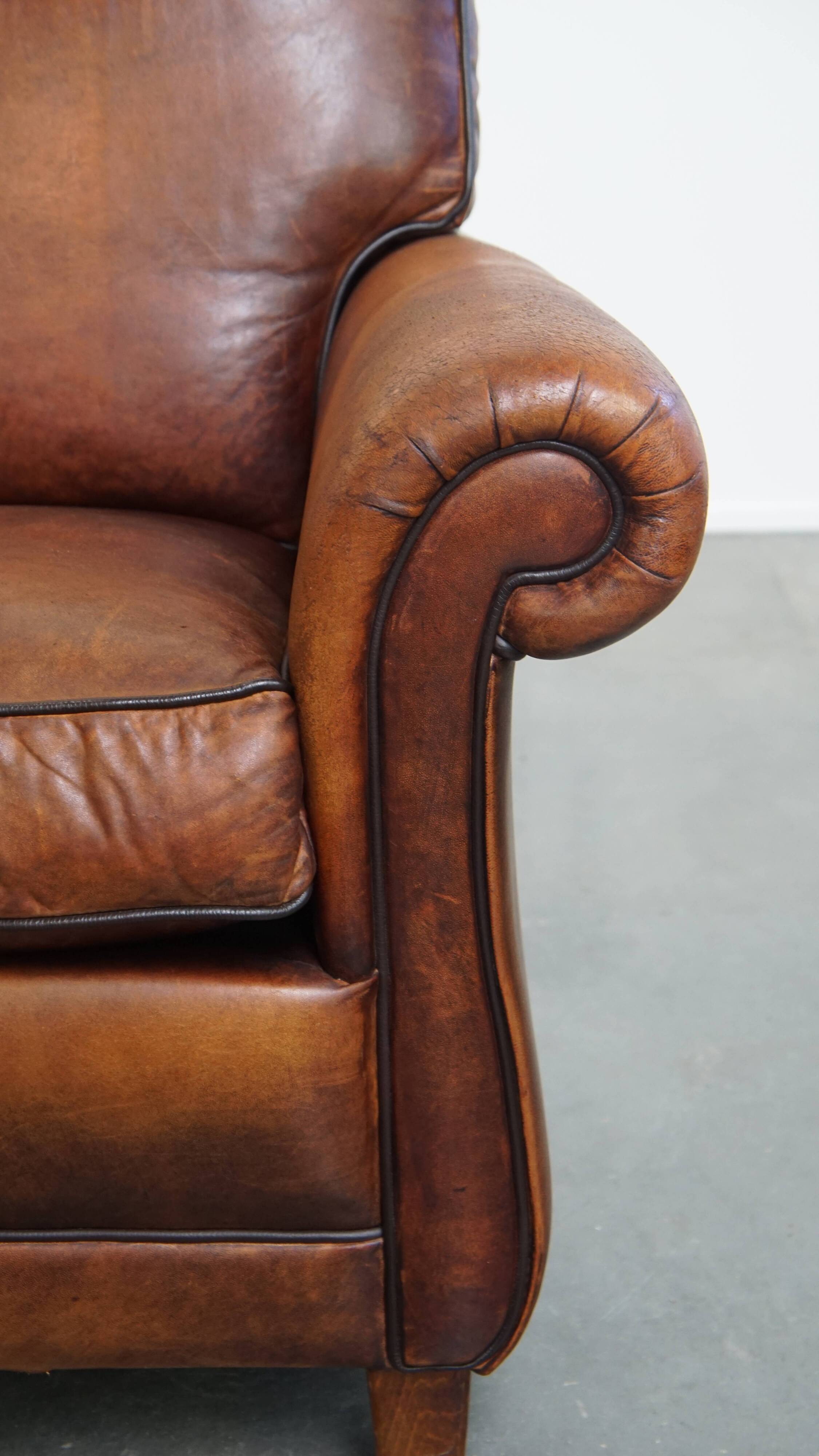 Fauteuil en cuir de mouton de style anglais