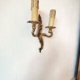 Pair of 19th century Louis XV style gilt bronze wall lights with 2 branches