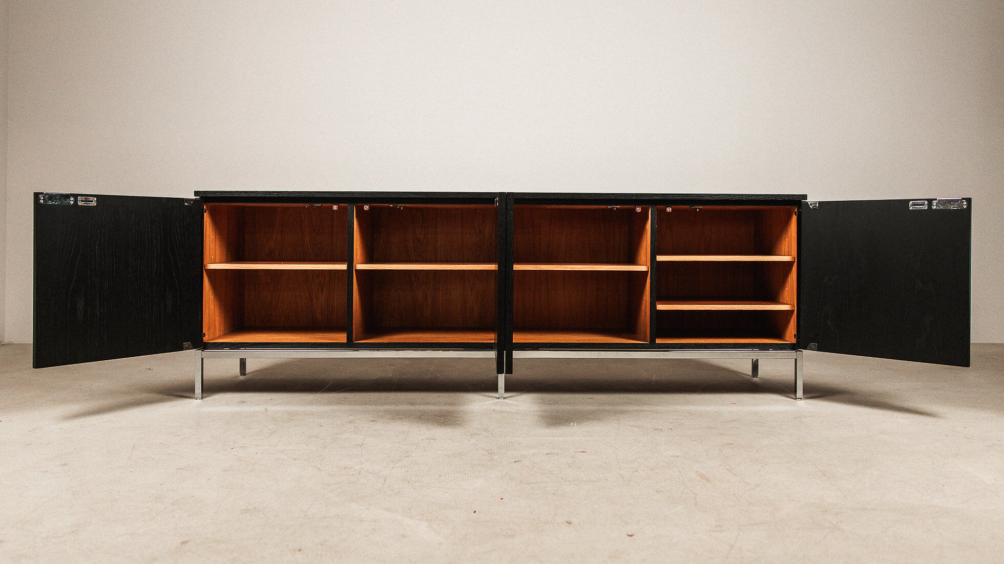Florence Knoll sideboard in black oak and chrome for Knoll International, 1960s