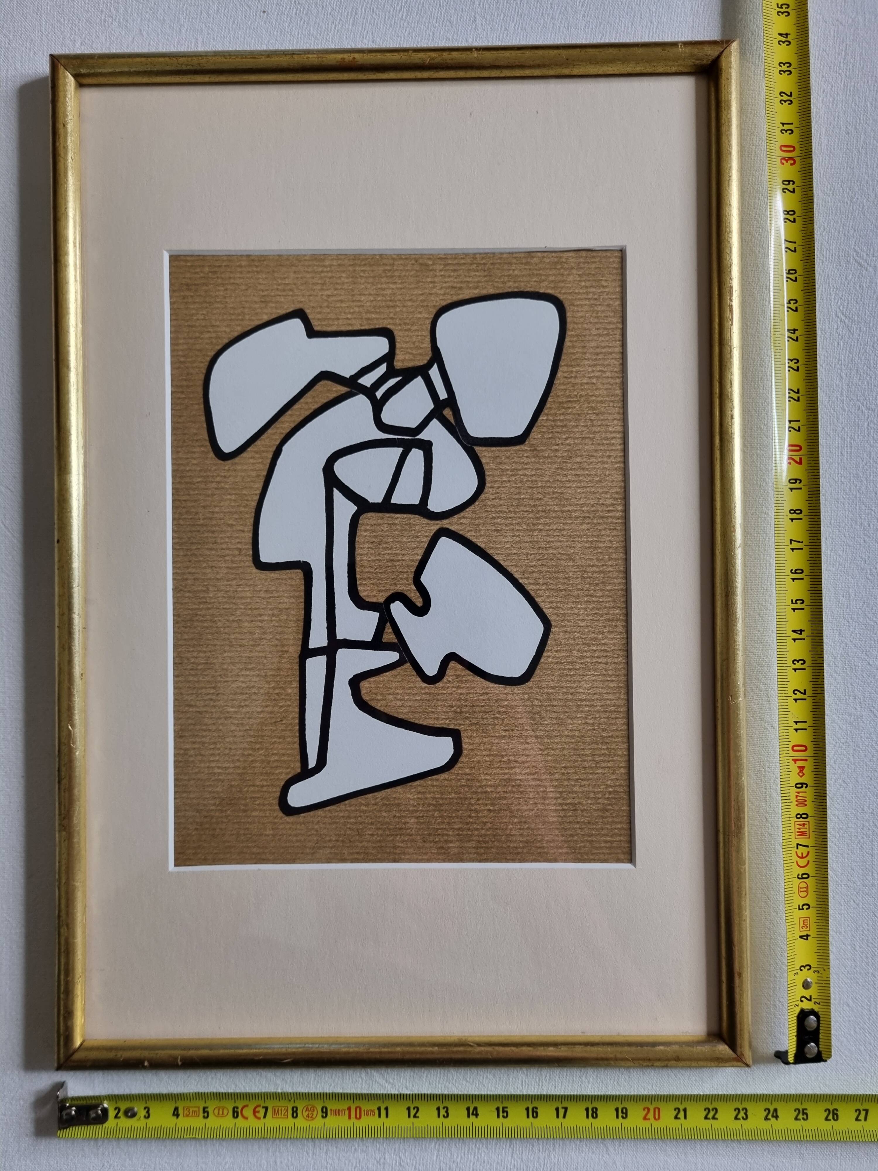 Silkscreen print after Jean Dubuffet, framed, 1970s, 23 x 34 cm