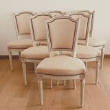 Suite of six 20th century patinated beech chairs