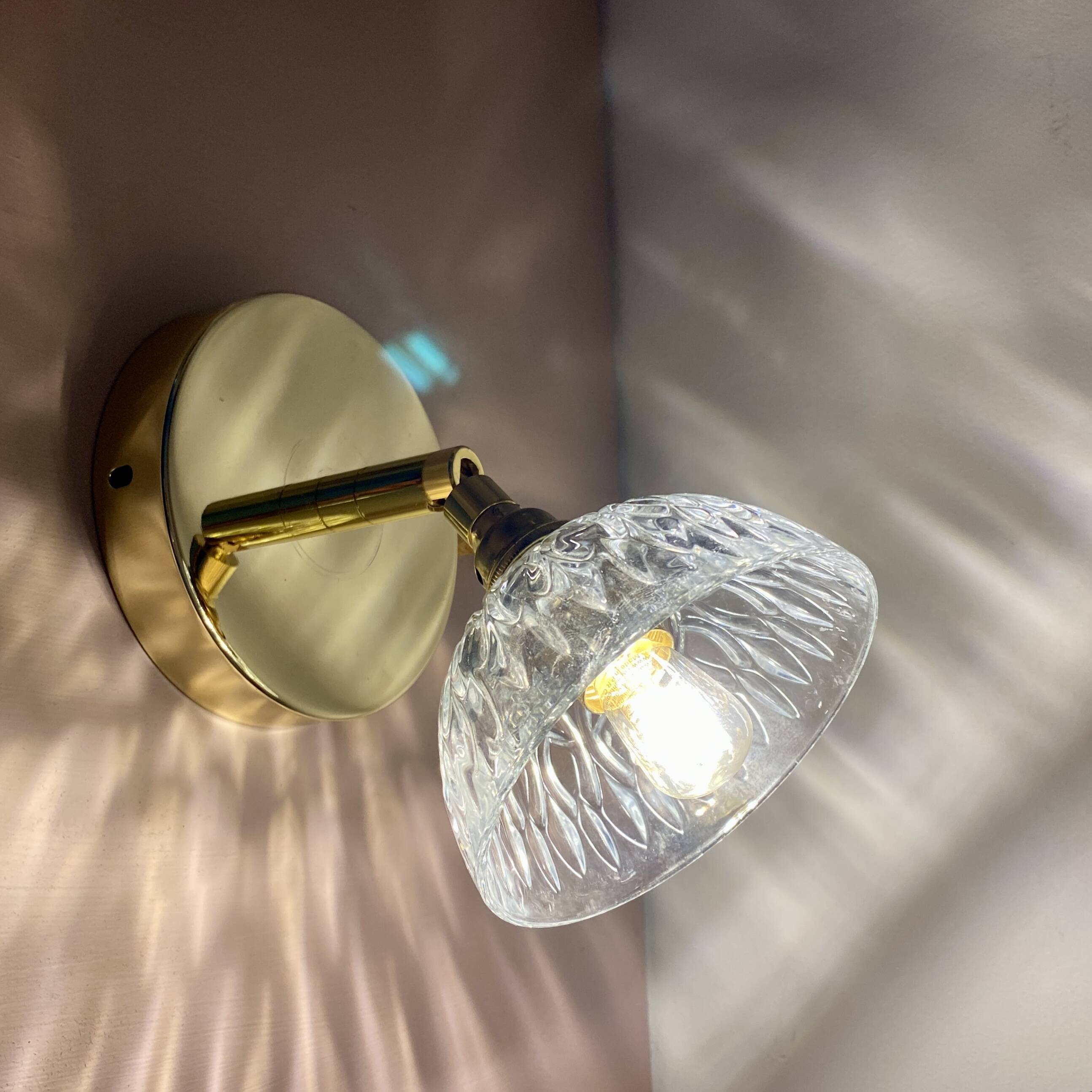 Vintage molded glass lampshade wall light