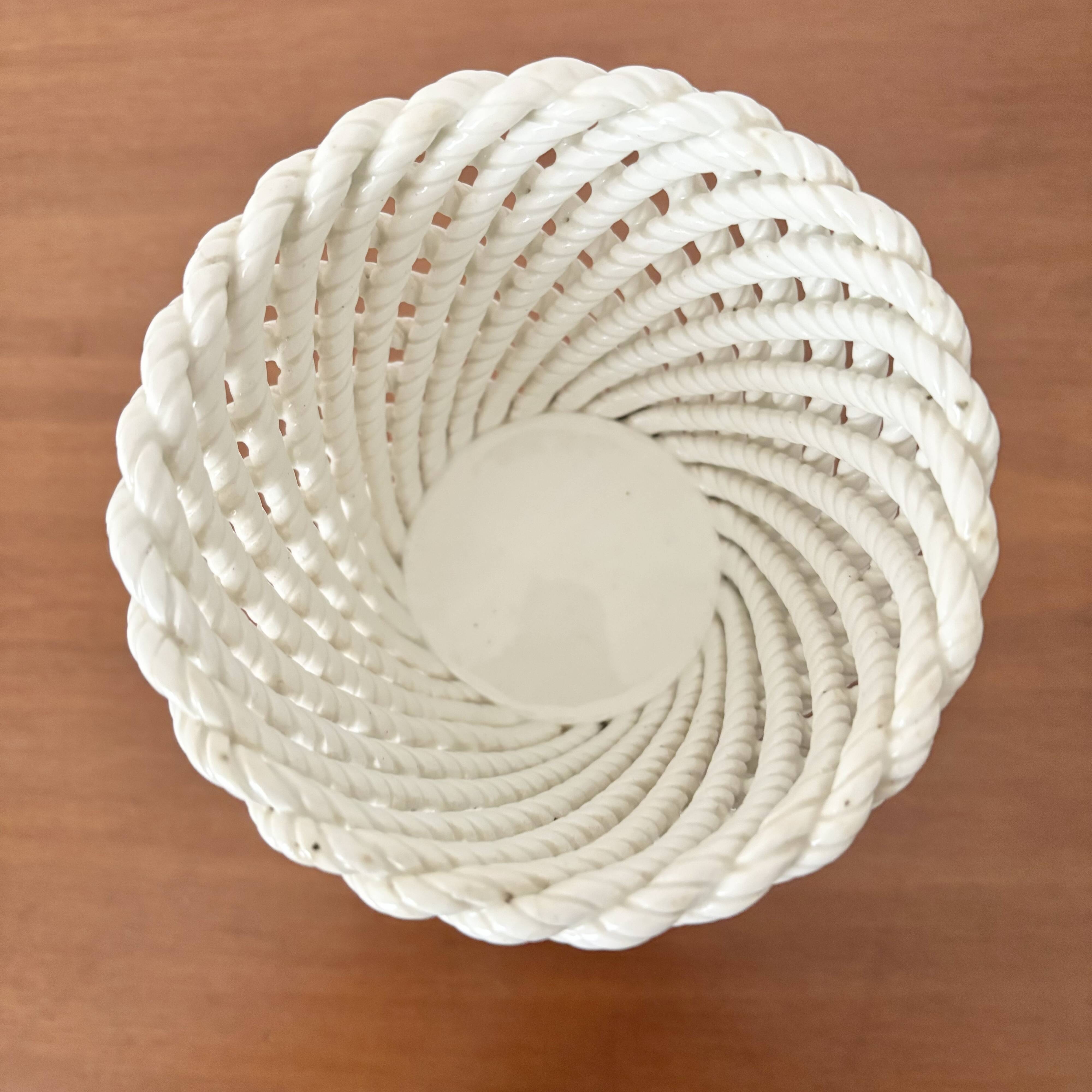 Vintage ceramic openwork vase & cache pot