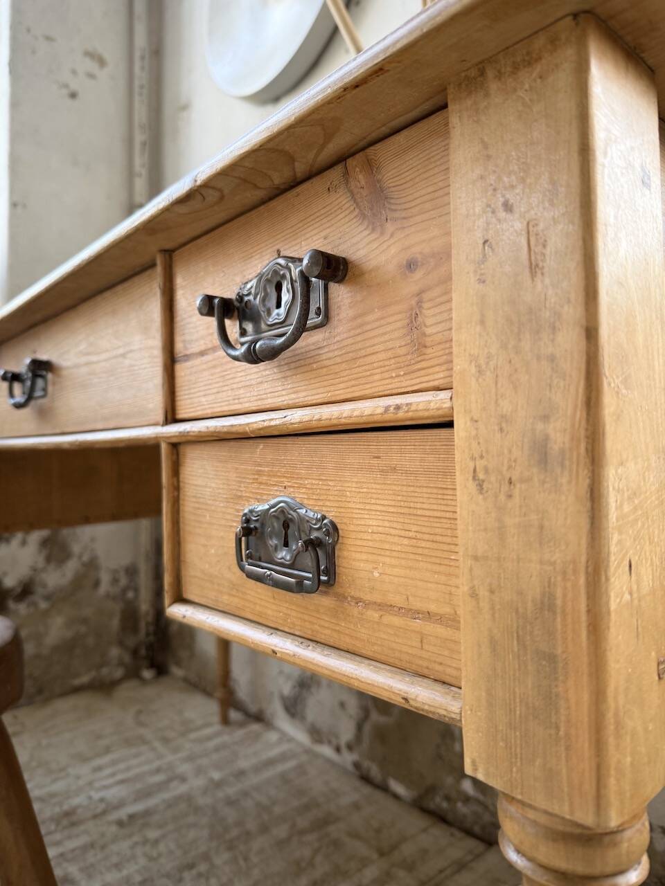 Blonde walnut desk and pine top 1900