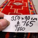 Vintage turkish  tribal runner 350x90 cm veg dye wool rug tribal, handmade
