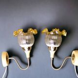 Pair of 1980s glass tulip wall lamps from USSR