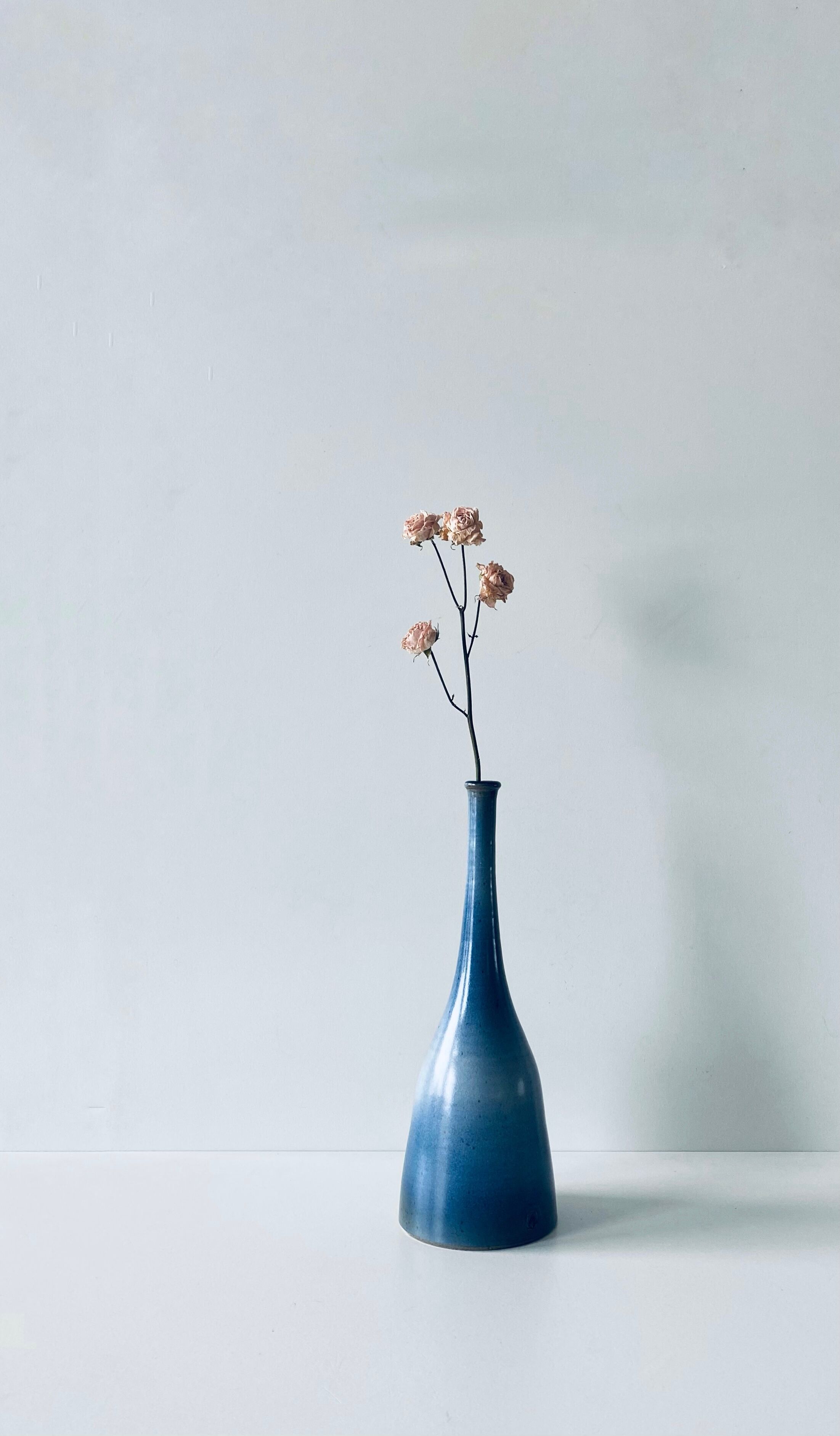 Signed blue sandstone soliflore vase