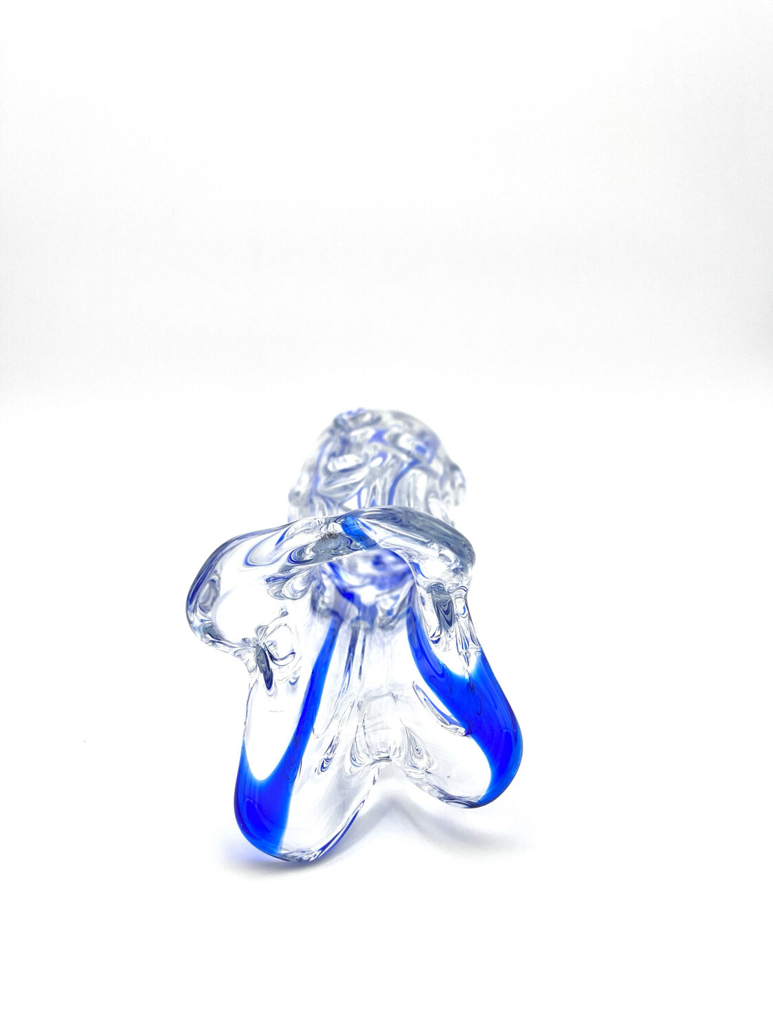 Monumental Murano Vase - Cobalt Blue & Crystal - Organic Design 70s