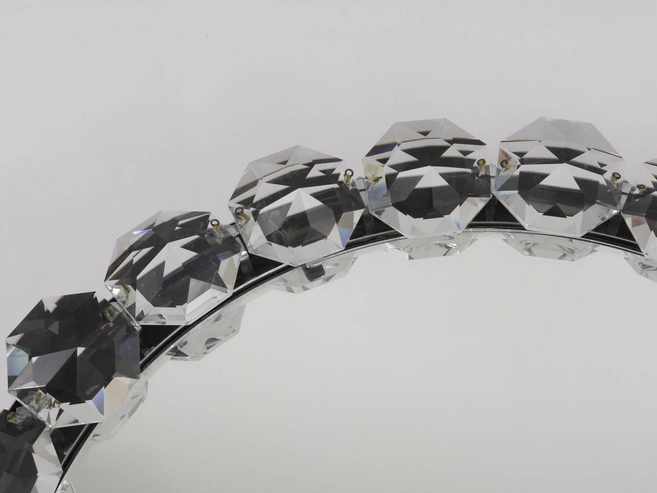 Miroir mural à cristaux diamantés Bakalowits Vienna éclairé par l'arrière, Autriche, années 1950