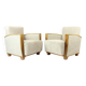 Set Of Two Art Deco Armchairs In Walnut And Fabric, Czechoslovakia 1930s