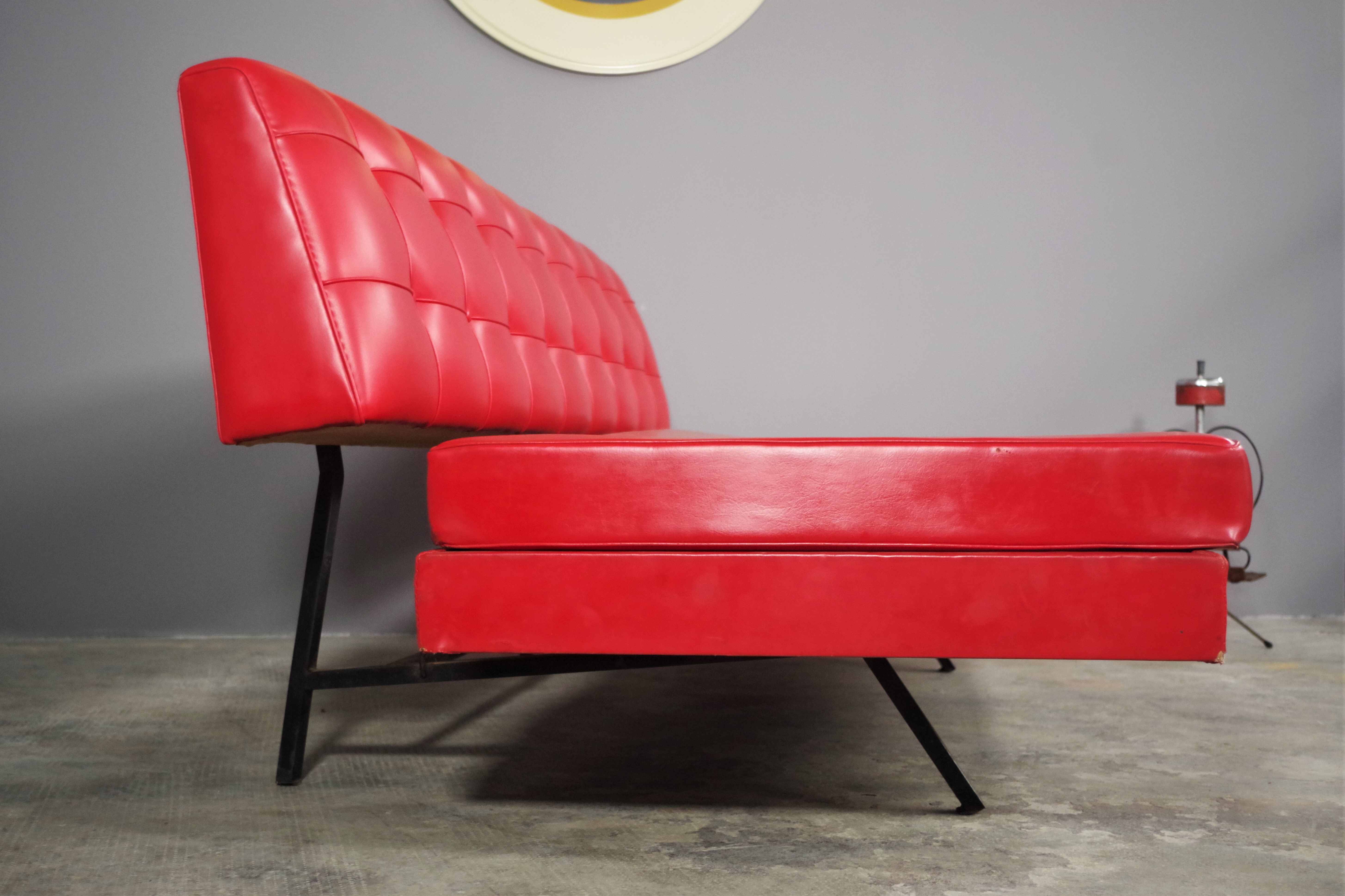 Red leatherette sofa, 1970s