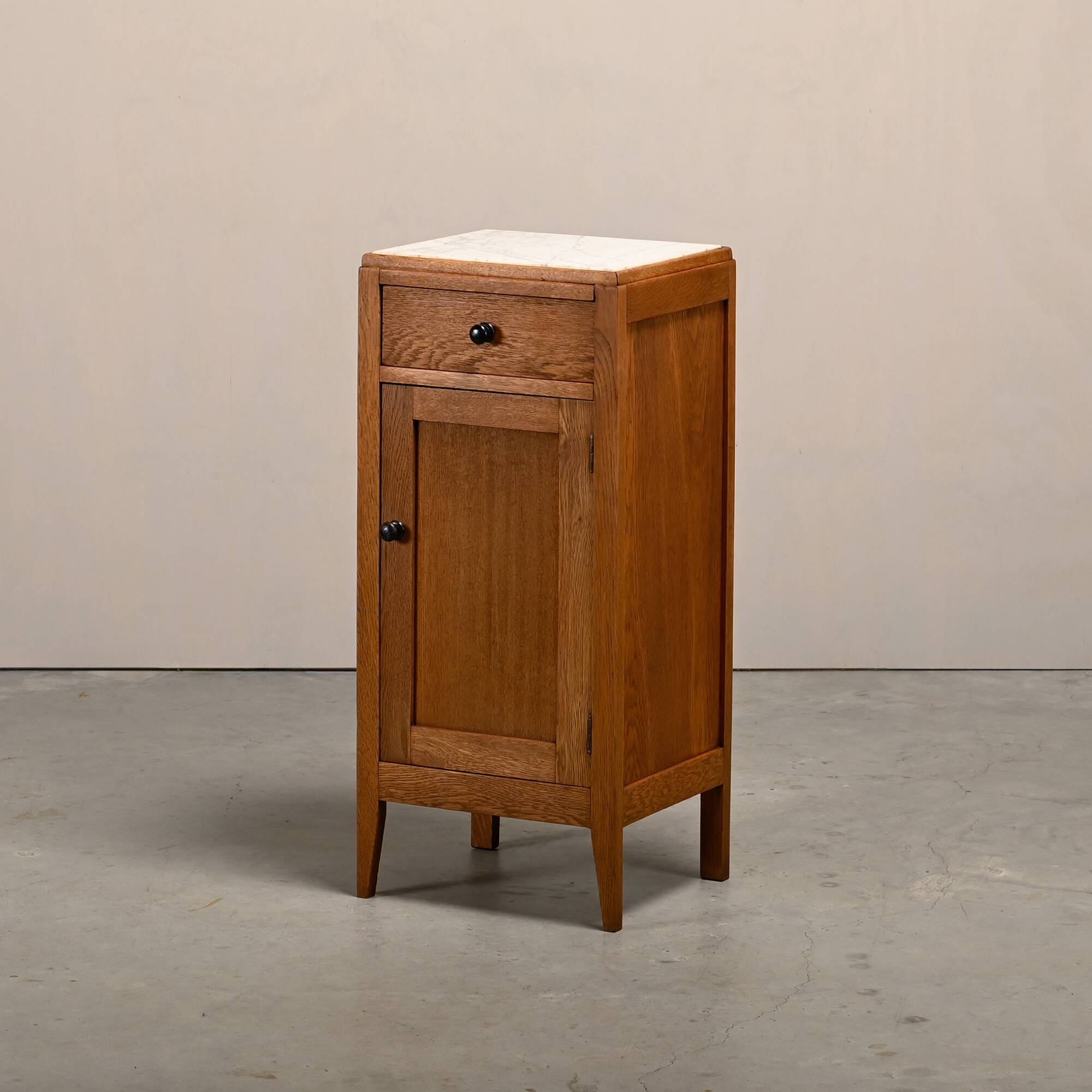 Art Deco Nightstand or Bedside table Oak and Marble, Dutch, 1930s