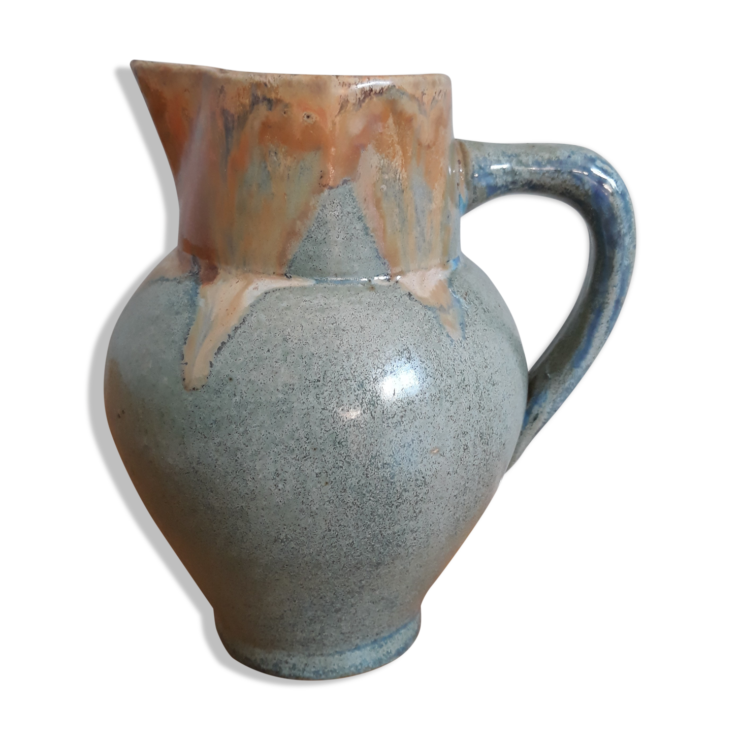 Pitcher ceramic  tones blue, green and caramel