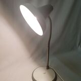 Large steerable desk lamp in white laquered metal 70s